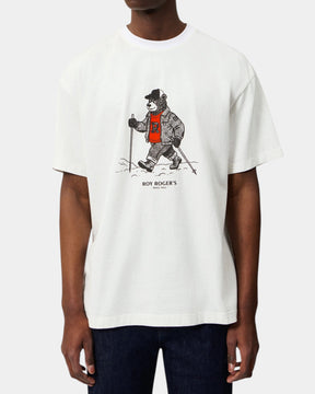 Roy Roger's – T-shirt con stampa Hiking Bear Bianca