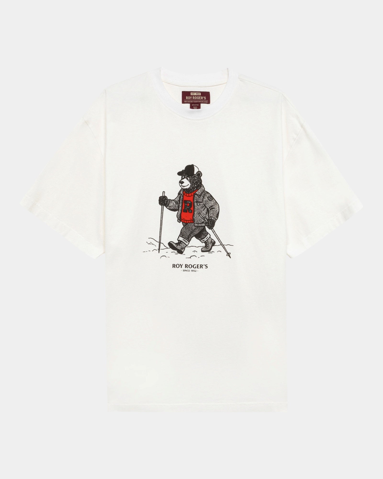 Roy Roger's – T-shirt con stampa Hiking Bear Bianca