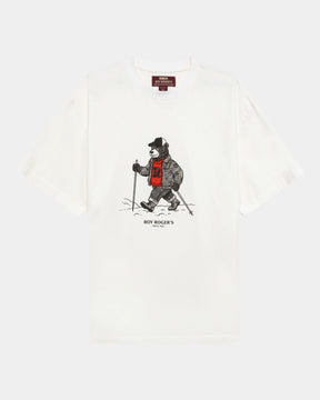 Roy Roger's – T-shirt con stampa Hiking Bear Bianca